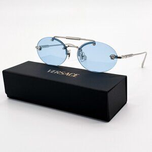 NEW VERSACE SUNGLASSES VE2295 1000/1 BLUE WOMEN EYEWEAR VE2295 10001